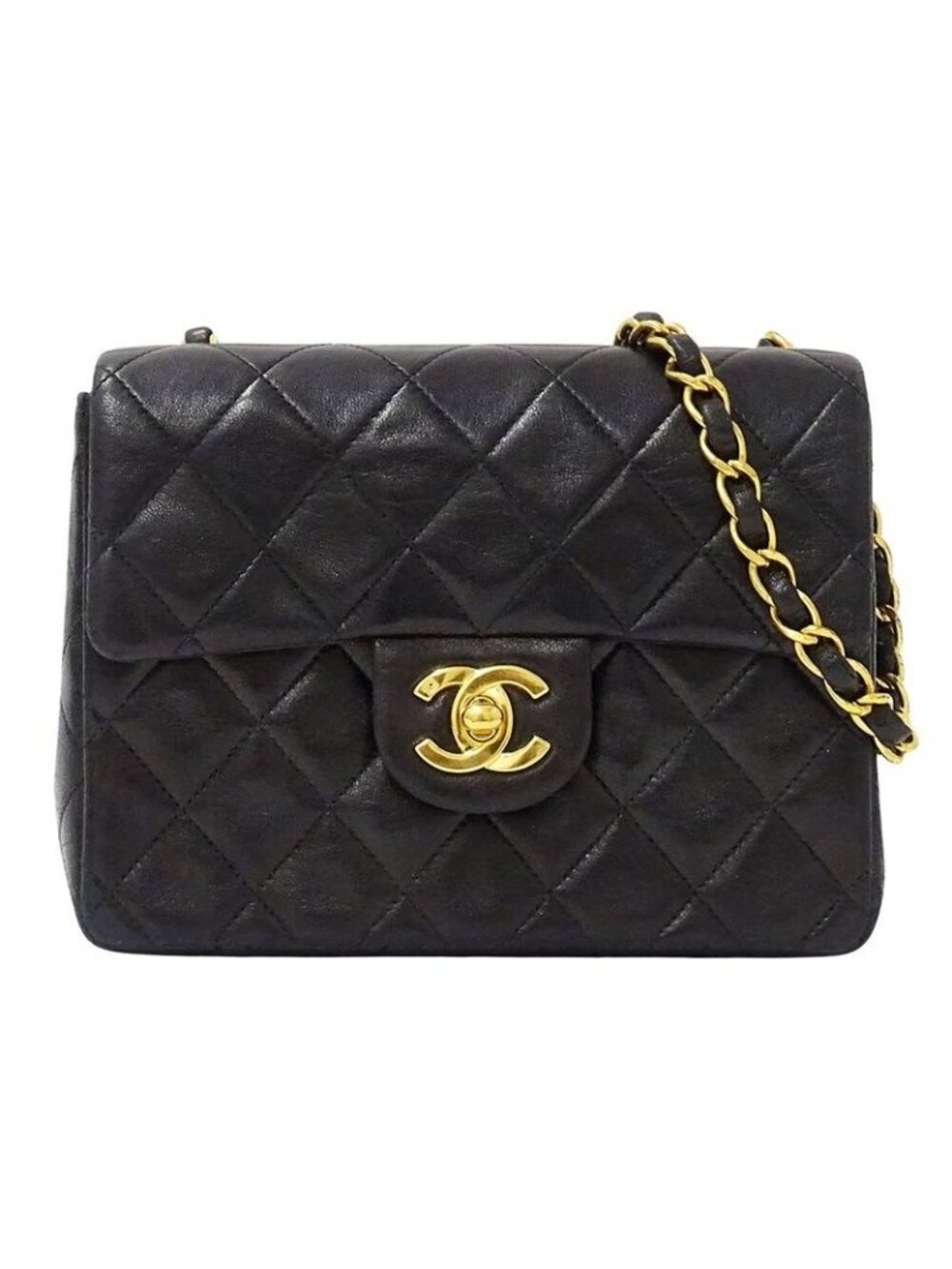 Chanel Bag Mini Quilted Shoulder Lambskin Black